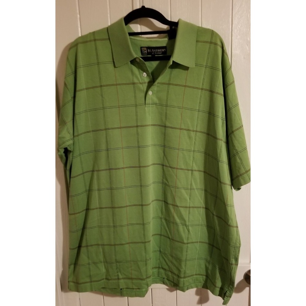 St. Andrew's Of Scotland Green With Balck Orange Stripes Size XXL Mens Polo Golf